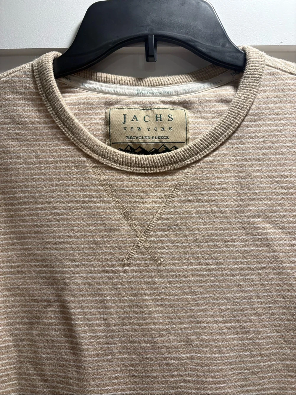 Jachs Beige Striped Crewneck Sweater - Men's Neutral Pullover